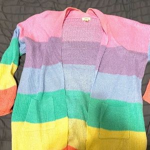 Debut brand long cardigan pastel stripe sweater - Size M/L